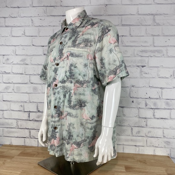 Tommy Bahama Shirt Men's XL Hawaiian Camp Shirt Silk Blend Floral Flamingos - Picture 3 of 12